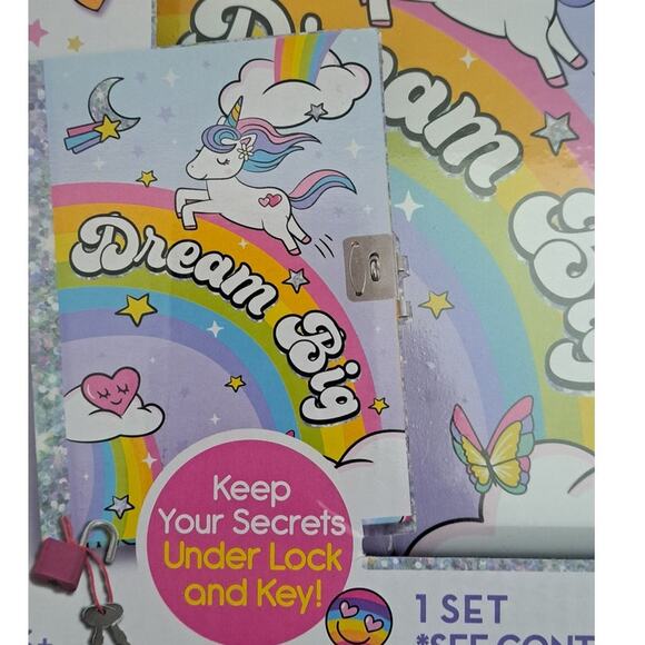 Rainbow Unicorn 80 Page Secret Diary Journal with Lock Key Pen & Stickers - Picture 6 of 8